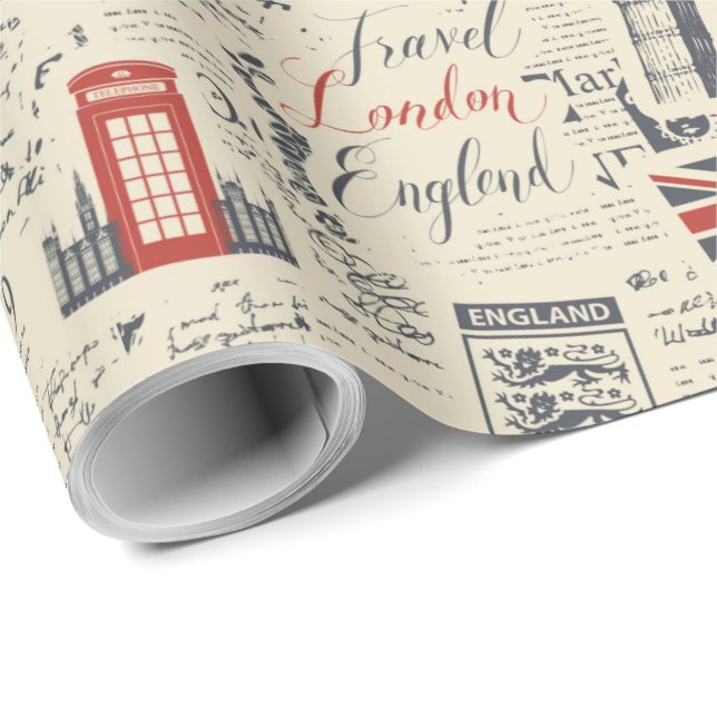 Cadeau Papier d'enveloppement vintage Londres (Coin rond)