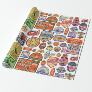 Cadeau Papier d'enveloppement Vintage voyage de la route 