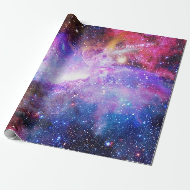 Cadeau Papier d'enveloppement violet de galaxie spatiale (Déroulé)
