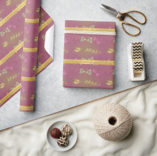 Cadeau Papier d'enveloppement violet de rennes père Noël