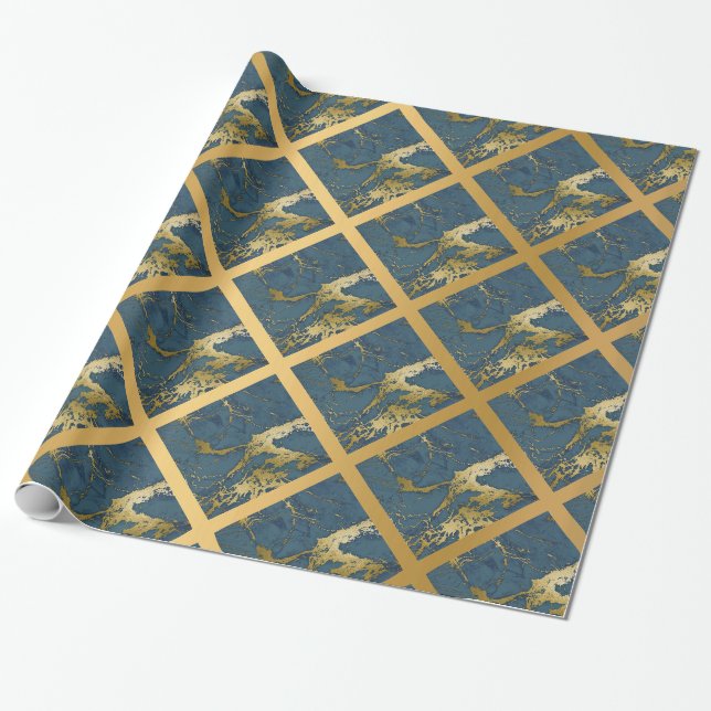 CADEAU PAPIER D'ÉPAISSEMENT MARIAGE MARBRE BLEU MARBRE MA (Déroulé)