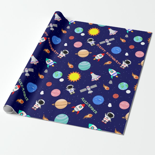 Cadeau Papier d'habillage marine de l'espace personnalisé (Déroulé)