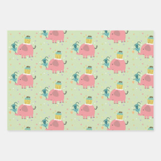 cadeau papier éléphant giraf singe