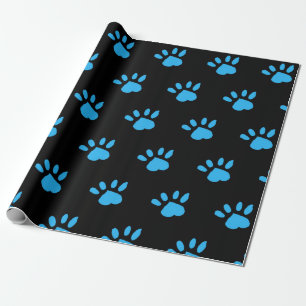 Cadeau Papier Empreinte de patte (noir et bleu)
