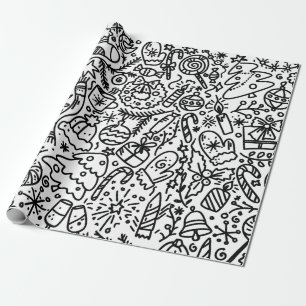 CADEAU PAPIER EN BOUILLOIRE NOIR ET BLANC DE NOËL
