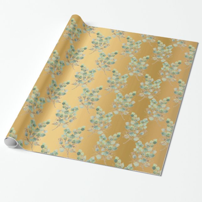 CADEAU PAPIER EN ÉPAULE OR EUCALYPTUS LUXE (Déroulé)