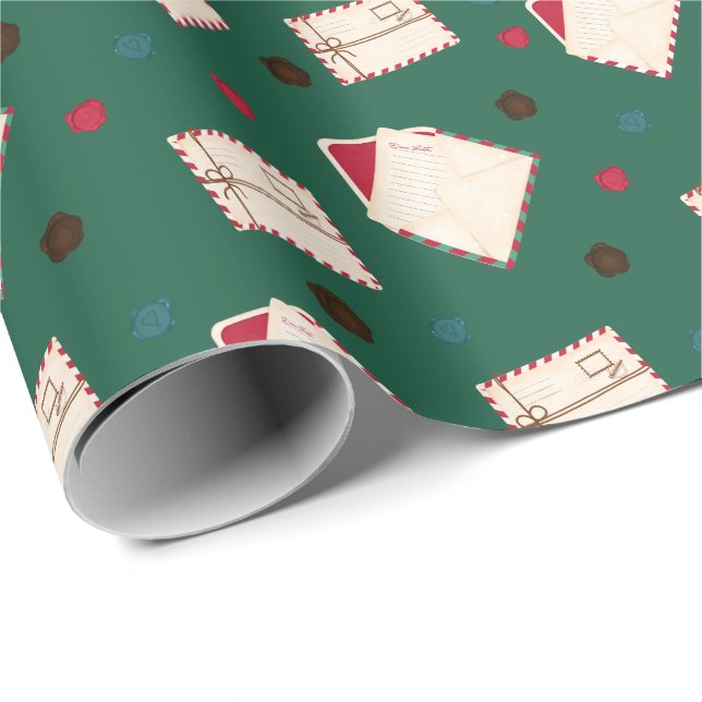 Cadeau Papier enveloppant avec lettres de Noël (Coin rond)