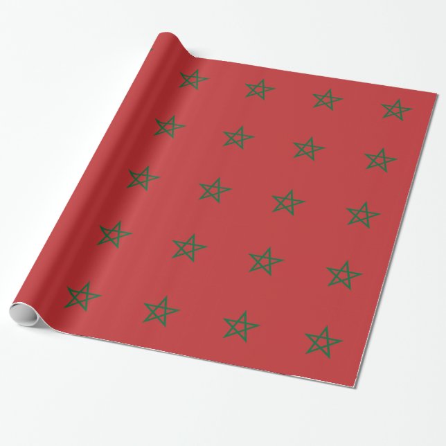 Cadeau Papier enveloppé avec Drapeau du Maroc (Déroulé)