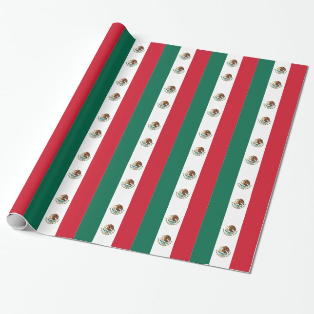 Cadeau Papier enveloppé avec Drapeau du Mexique (Déroulé)