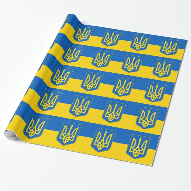 Cadeau Papier enveloppé avec le drapeau de l'Ukraine (Déroulé)
