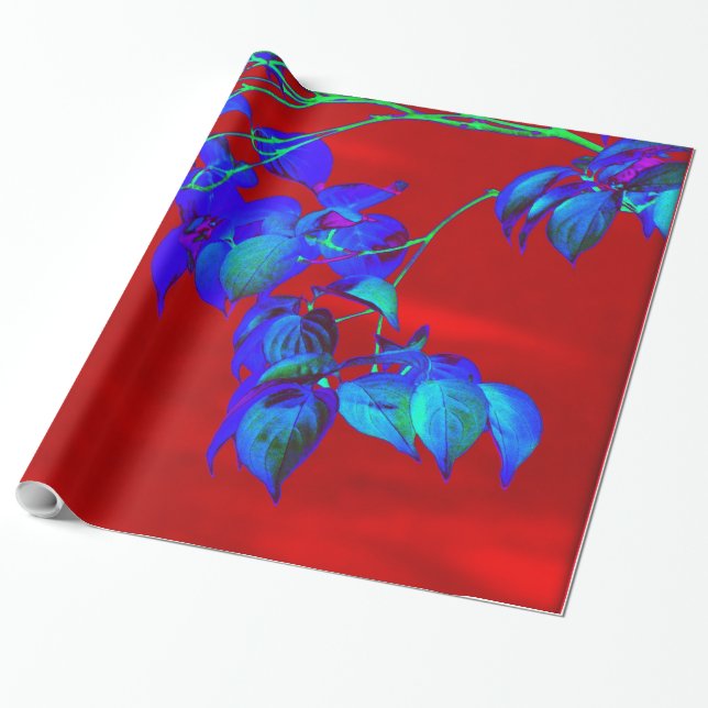 Cadeau Papier Feuille rouge bleu ciel (Déroulé)