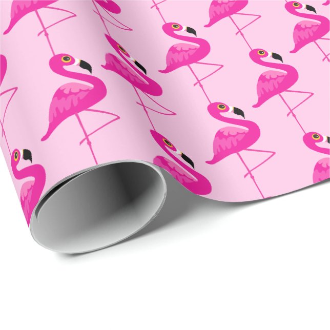 Cadeau Papier graphique motif aux flamants roses (Coin rond)