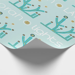 Cadeau Papier Hanoukka "Lumières bleues, lattes"
