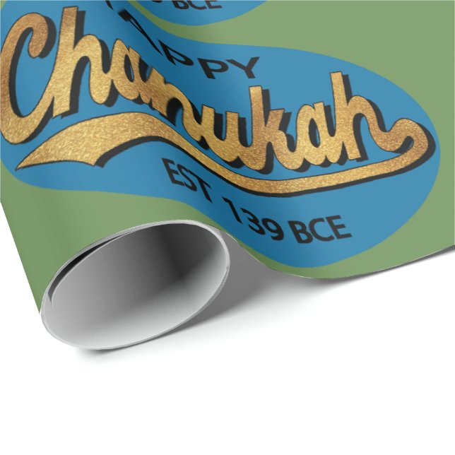 Cadeau Papier Hanoukka "Retro Happy Chanukah" (Coin rond)