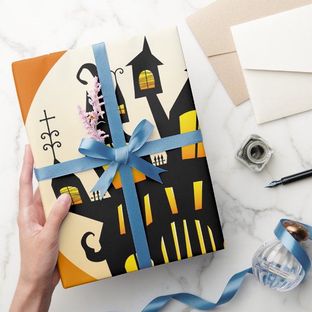 Cadeau Papier Hauné D'Enveloppement Maison Et Lune (Créateur téléchargé)