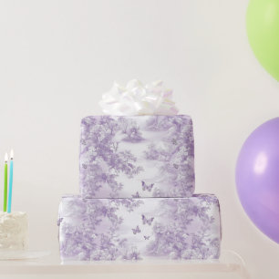 Cadeau Papier Mariage Papillons Violets Sur Fond Violet 