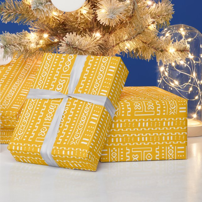 Cadeau Papier Motif à enveloppement de boue jaune (Vacances)