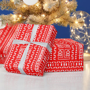 Cadeau Papier Motif à enveloppement rouge boue