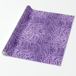 Cadeau Papier Motif Abstrait Paisley violet foncé