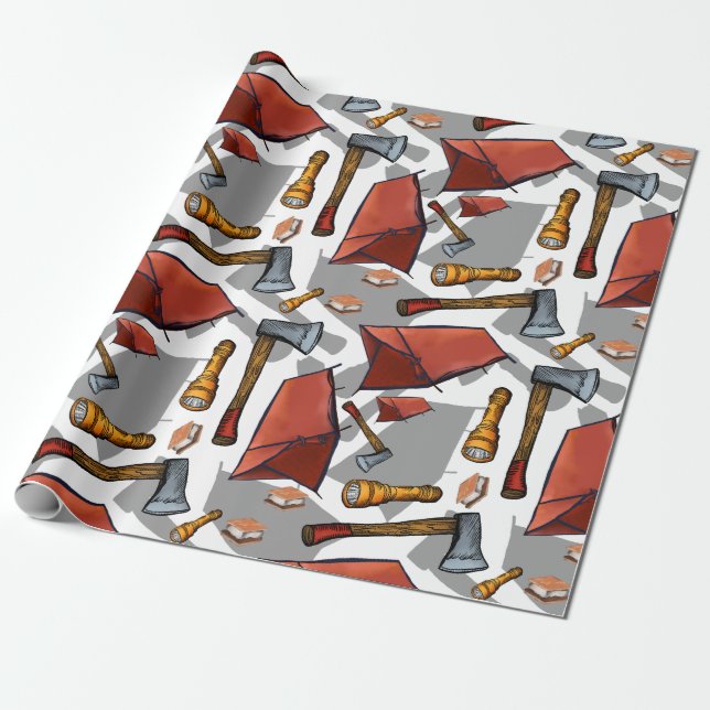Cadeau Papier Motif de camping (Déroulé)