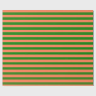 Cadeau Papier Motif d'enveloppement Coral et Grandes Vert