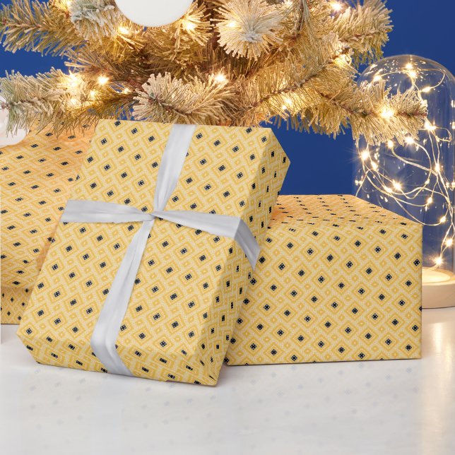 Cadeau Papier Motif d'enveloppement Jaune Moderne (Vacances)