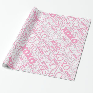 Cadeau Papier Motif Enveloppement rose et blanc