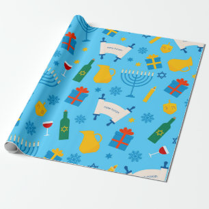Cadeau Papier Motif Hanoukka