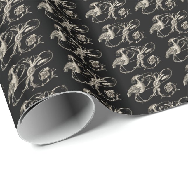 Cadeau Papier Motif Héron Blanc (Coin rond)