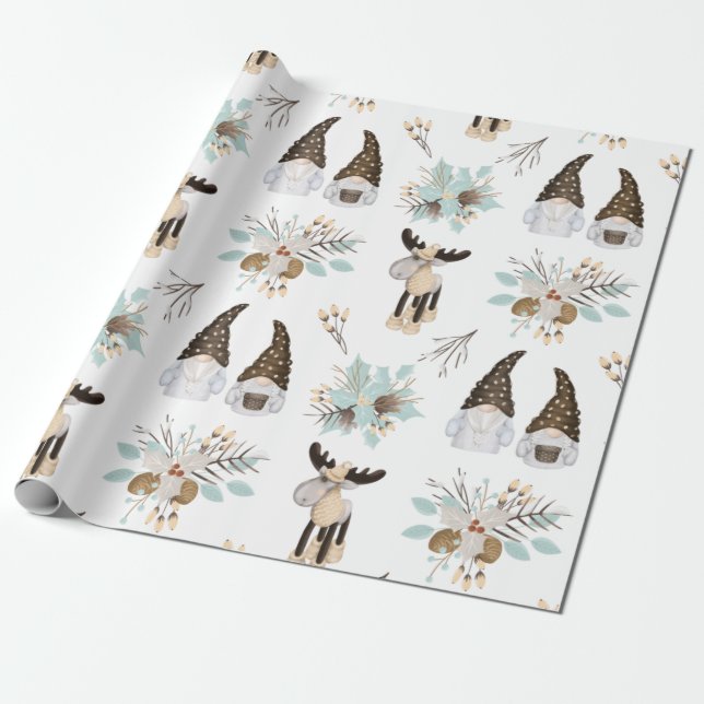 Cadeau Papier Motif nordique de Noël (Déroulé)