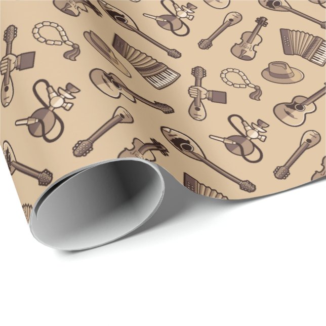 Cadeau Papier Motif Rebetiko (Coin rond)