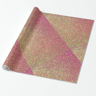 Cadeau Papier Motif rose Parties scintillant or