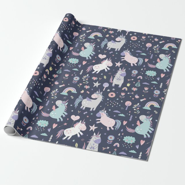 Cadeau Papier Motif Unicorn (Déroulé)