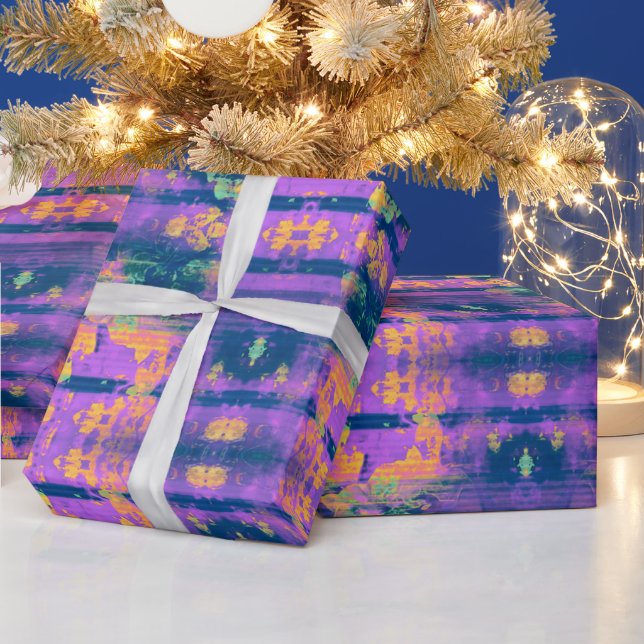Cadeau Papier Motif violet et orange (Vacances)