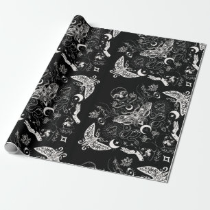 Cadeau Papier noir à enveloppement de Noël - Mort Moth