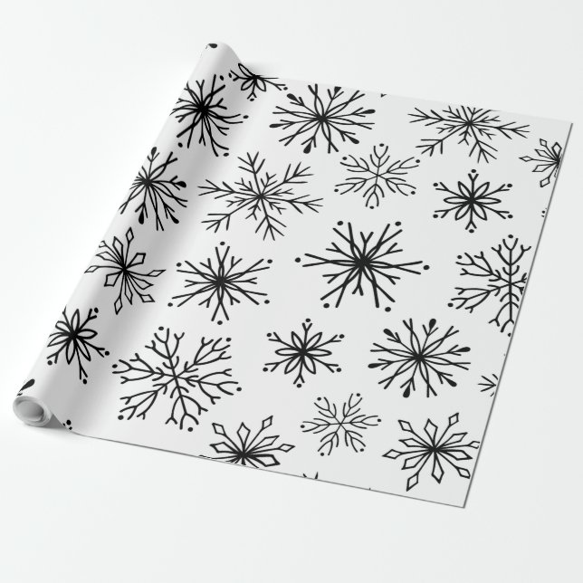 Cadeau Papier noir Motif d'enveloppement de Noël (Déroulé)