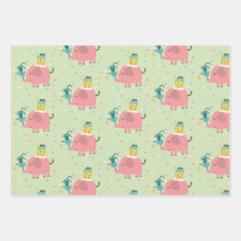 cadeau papier olifant giraf aap