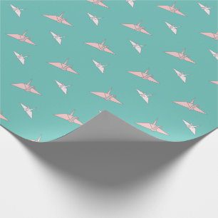 Cadeau Papier Origami Grues Papier d'enveloppement Turquo
