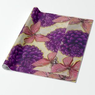Cadeau Papier papillon et papier d'enveloppement de fleur