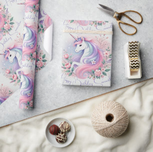 Cadeau Papier Pastel Floral & Unicorn