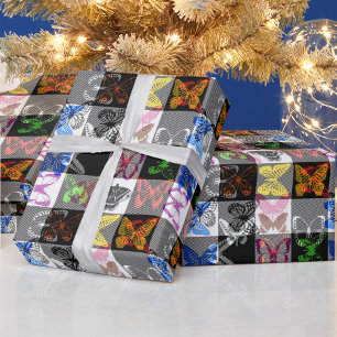 Cadeau Papier peint à carreaux tartan à motif de papillon