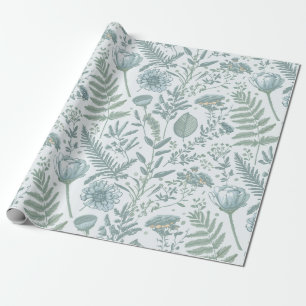 Cadeau Papier peint bleu Floral