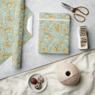 Cadeau Papier peint Botanique Art Nouveau - Mint Green