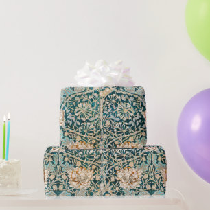 Cadeau Papier peint floral Morris Teal Blue Honeysuckle