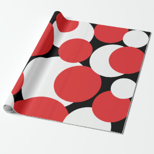 Cadeau Papier Pois noir, blanc et rouge 