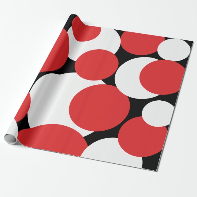 Cadeau Papier Pois noir, blanc et rouge (Déroulé)