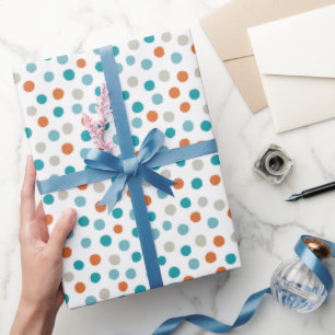 Cadeau Papier Pois turquoise bleu et orange