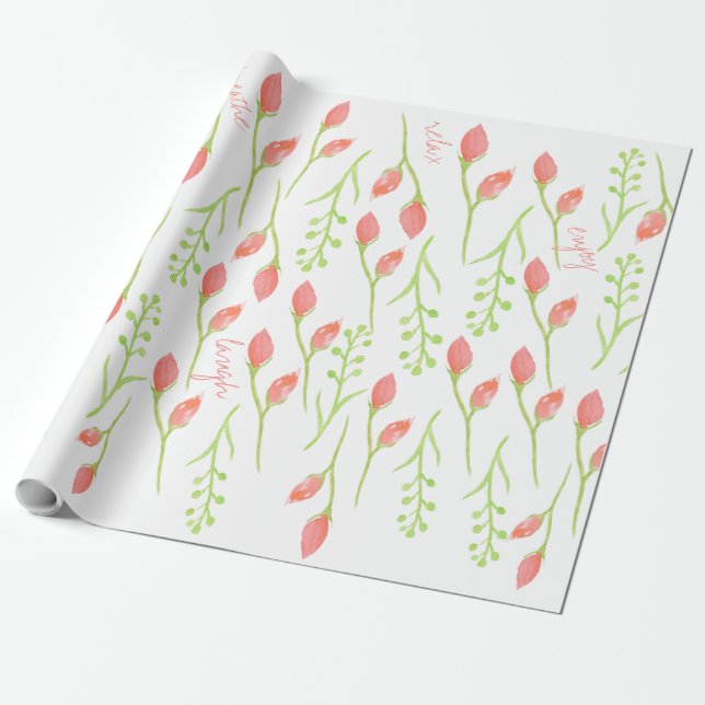 CADEAU PAPIER ROSE DE WRAPPING EN COULEUR D'EAU (Déroulé)