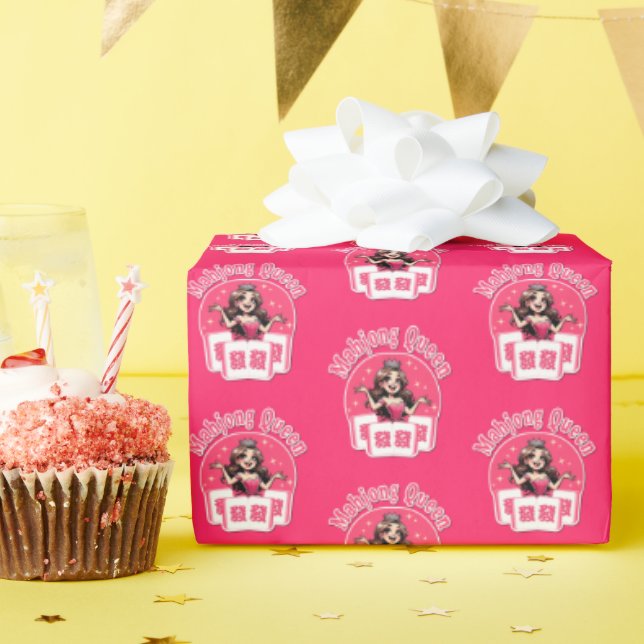 Cadeau Papier rose Mahjong Queen enveloppant (Fête d'anniversaire)