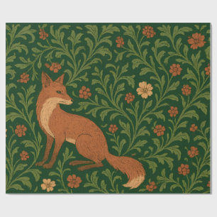 Cadeau Papier Tissu Cottagecore Style Morris Renard Forêt